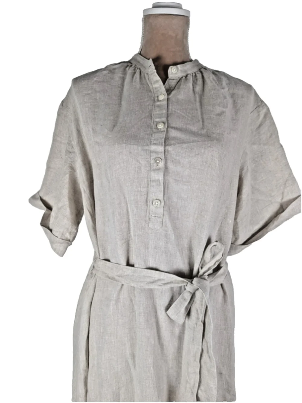 NWT Haven Well Within Linen Tiered Midi Shirt Dress Flax Sz L Beachy Coastal